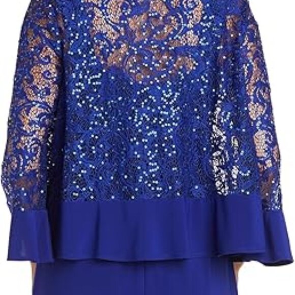 NWT R&M Richards Women's 2 Piece Lace Dress and Shrug Set SZ 14W - Picture 9 of 11